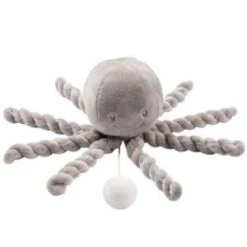 Nattou Peluche Musicale Poulpe, Mélodie "La-Le-Lu", Pour Nouveaux-Nés Et Bébés Prématurés, 23 Cm, Lapidou, Gris
