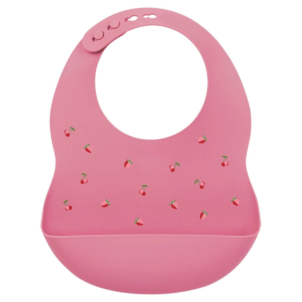 NATTOU Bavoir Imprimé Rose/fraise Silicone 3 NATTOU Bavoir Imprimé Rose/fraise Silicone