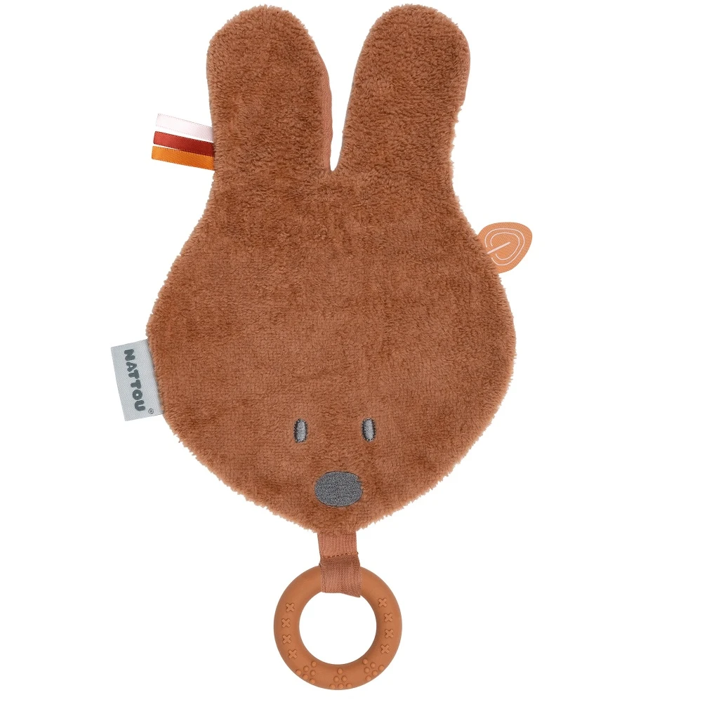 NATTOU Doudou Tête Bonnie Le Lapin Avec Anneau En Silicone 3 NATTOU Doudou Tête Bonnie Le Lapin Avec Anneau En Silicone